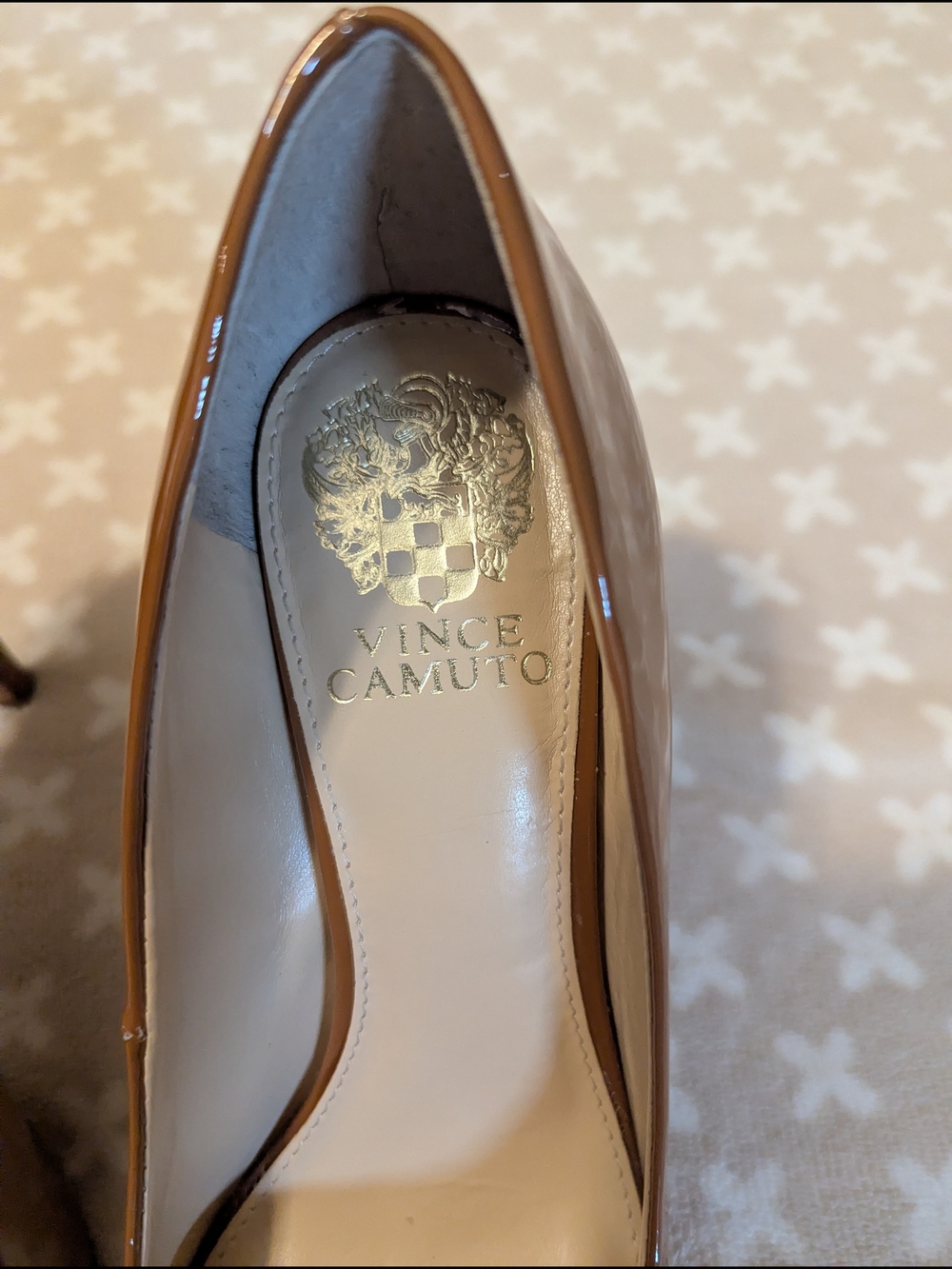 Vince Camuto Patent Pointed-Toe Stiletto Pumps in Tan - Picture 3 of 6